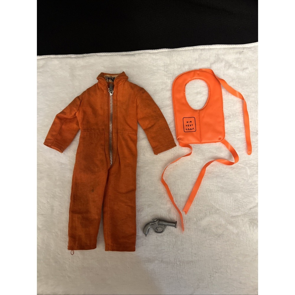 Original GI Joe Hasbro Action Pilot Orange Jumpsuit Air Vest Flaregun